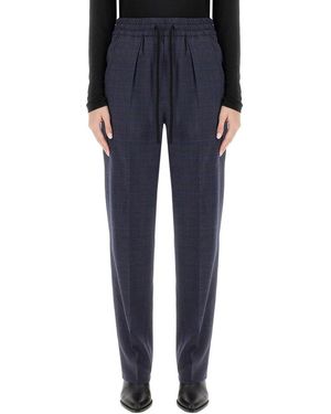 Isabel Marant Tailored Wool Blend Trousers With Subtle Check Pattern - Blue