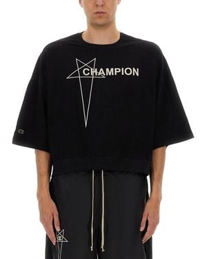 Champion x Rick Owens Tommy Cropped T Shirt - Black