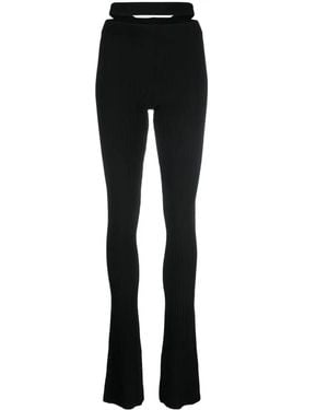 ANDREADAMO Andreadamo Ribbed Knit Flare Trousers - Black