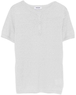 Base London Linen And Cotton Blend T Shirt - White