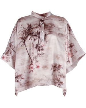 Shirtaporter Mandarin Collar Silk Tunic Elastane Jacket - Pink