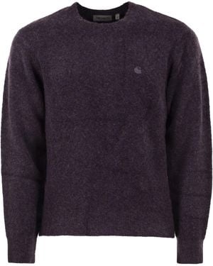 Carhartt Mélange Crew Neck Knit With Embroidered Logo - Blue