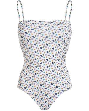 Vilebrequin Eendelig Badpak Met Schildpadprint En Dunne Bandjes - Wit