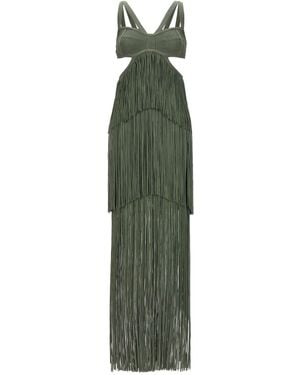 Hervé Léger 'Riemchenstufe -Fransenkleid' - Grün