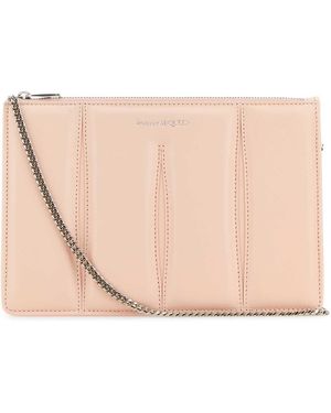 McQueen Pastellrosa Leder Umhängetasche - Natur