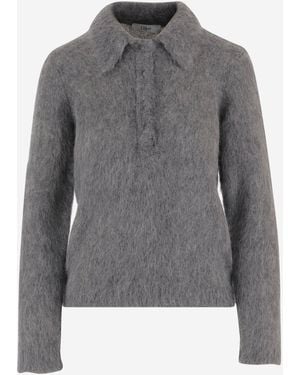 Chloé Alpacamix Poloshirt Met Geborstelde Afwerking - Grijs