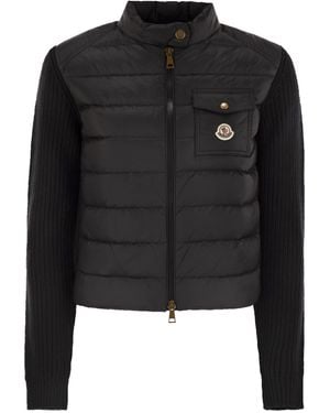 Moncler Cárdigan de lana acolchada de con cremallera - Negro
