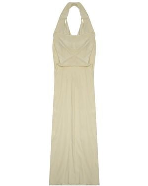 Alysi Silk Suit Dress With Sneck Detail - White