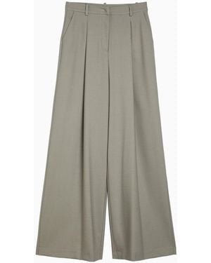 FEDERICA TOSI Sage Wool Blend Wide Trousers - Grey