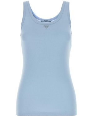 Prada 100% Cotton Tank Top - Blue