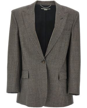 Stella McCartney Single Breasted Micro Houndstooth Blazer - Schwarz