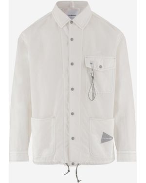 and wander Chaqueta de mezcla de algodón con logo de - Blanco