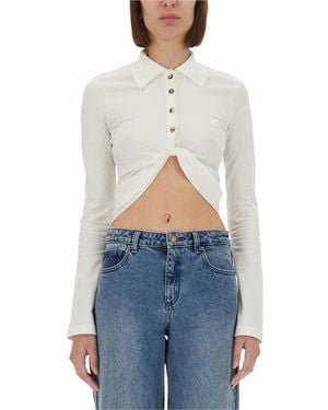 Courreges Twist" Cropped Polo Shirt - Blue