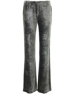 Alberta Ferretti Velvet Wide-Leg Pant - Grey