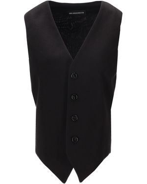 Ann Demeulemeester Chaleco clásico Stanse de gabardina de algodón lavado - Negro