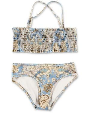 Zimmermann Mini Shirred Bikini Set For Girls - Multicolour