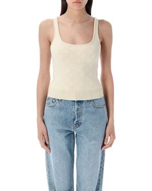 Marine Serre Top Beige - Blau