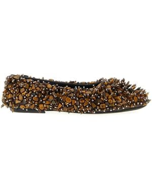 Dries Van Noten Beaded Ballet Flats - Brown