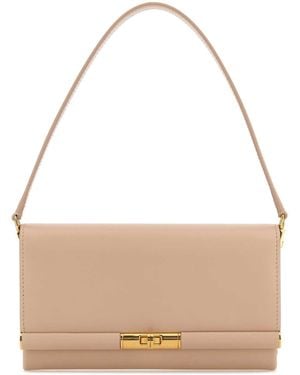 Dolce & Gabbana Powder Leather Marlene Clutch - Natural