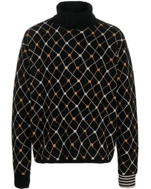 Random Identities Roll-Neck Jacquard Sweater - Black