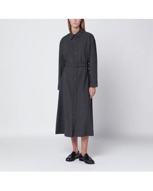 P.A.R.O.S.H. Anthracite Belted Shirt Dress - Black
