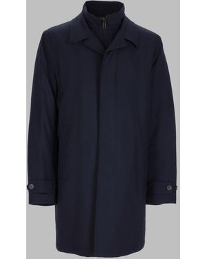 Fay Zip-Front Long Coat - Blue