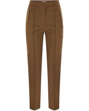 PT Torino Frida Cotton And Silk Pants With Pleat - Brown