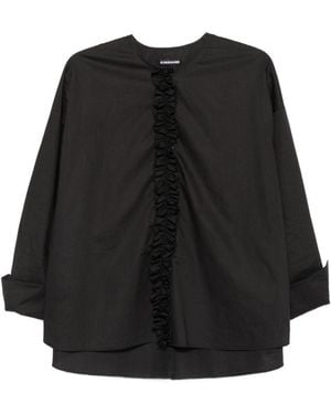 Susanne Bommer Ruffled Cotton Blouse - Black