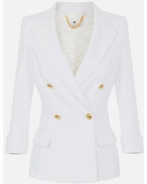 Elisabetta Franchi Double Crepe Stretch Blazer - White