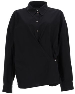 Lemaire Shirt Straight Collar Twisted Cotton - Black