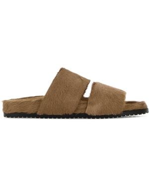 Dolce & Gabbana Calf Hair Dg Casual Slippers - Brown