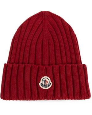 Moncler Ribbed Wool Hat - Red