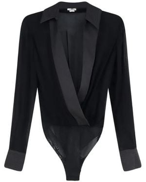Elisabetta Franchi Bodysuit Met Lange Mouwen En Wikkelstijl - Blauw