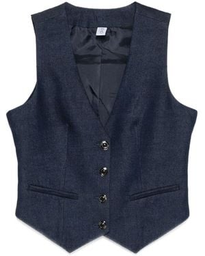 Liu Jo Deep V-Neck Sleeveless Jacket - Blau