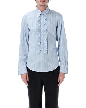 Ami Paris Ami Paris Ruffled Stripe Shirt - Blue