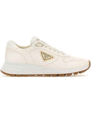 Prada Ivory Nappa Lederen Sneakers - Wit