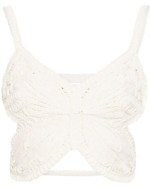 Blumarine Cropped-Top Mit Schmetterling - Weiß