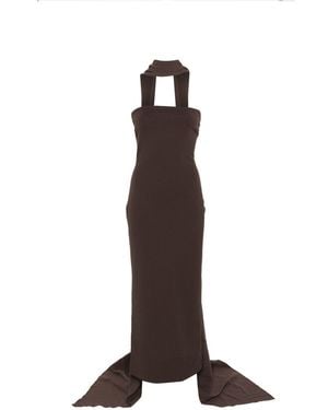 long green halter dress Long Green Yura Halter Dress With Metal On The Neck