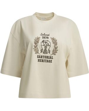 Brunello Cucinelli Crew-Neck T-Shirt With Logo - White