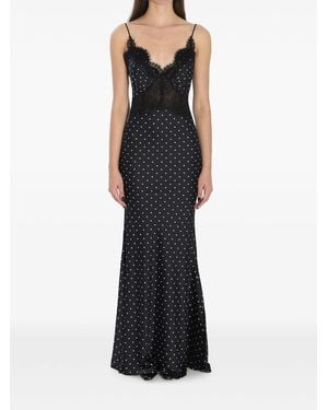 Self-Portrait Polka Dot Satin Lace Maxi Dress - Black