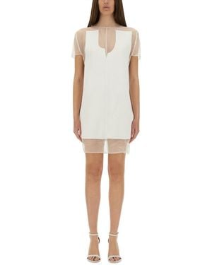 KHAITE Winona Paneled Crepe And Chiffon Mini Dress - White