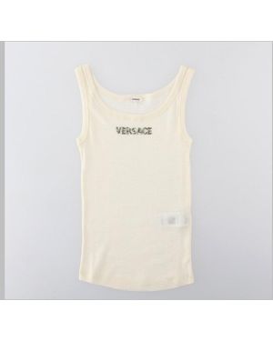 Versace Sculpted Medusa Logo Knit Top - White