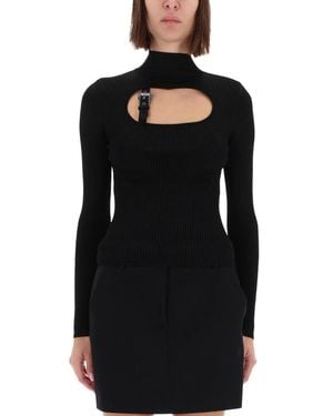 Versace Jeans Couture Ribbed Top With Buckle - Black