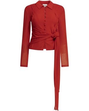 Ganni Polo Shirt With Buttons - Red