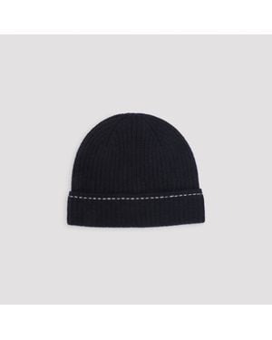 Kiton Gorro de punto de canalé - Azul