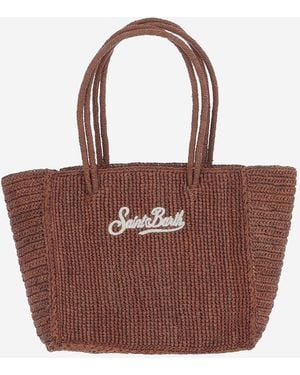 MC2 Saint Barth Rafiya Handbag With Logo - Red