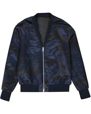 Neil Barrett Bomber Jacket With Ribbed Cuffs - Blue