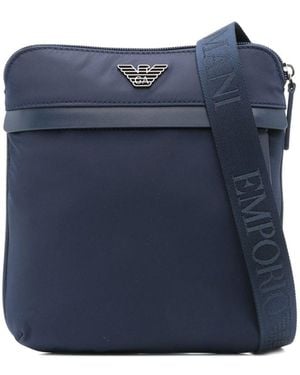 Emporio Armani Kuriertasche mit Logo-Schild - Blau