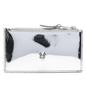 McQueen Portafoglio in pelle audace glamour con decorazione a teschio - Bianco