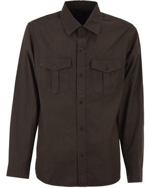 A.P.C. Utility-Hemd aus Baumwolle mit aufgesetzten Taschen - Schwarz